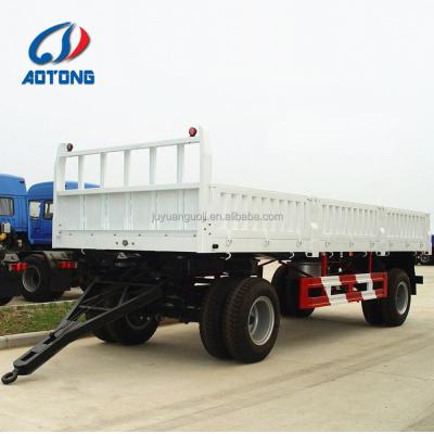 China Full Trailer Type 2 Axle Flatbed Draw Bar Cargo Trailers/Box Trailer 30T Max Payload for sale