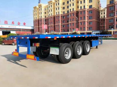 China 40ft Container Carrier Flat Deck Semi Trailers Air / Mechanical Suspension for sale