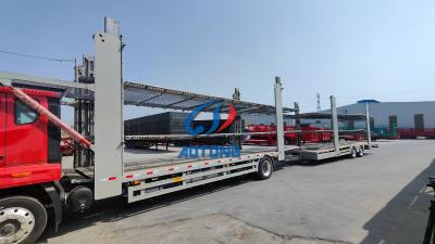 China Double Deck Steel Chassis Vehicle Transport Trailers for sale