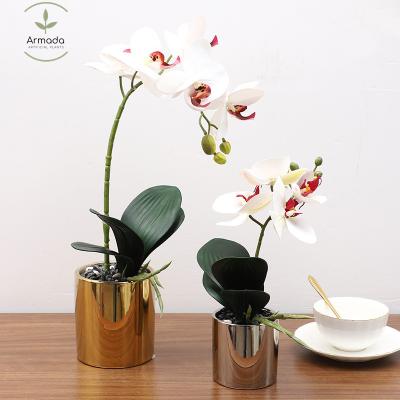 China Home Furnishing White Orchids Home Furnishing Artificial Flowers Indoor and Outdoor Realistic Decorative Natural Contact Export for sale