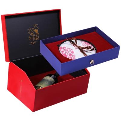 China Recycled Materials Logo Custom Gift Box For Tea Or Wine Black Box Packaging for sale