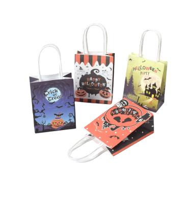 China Recycled Custom Paper Gift Bag Goodie Bags Trick Or Treat Materials Mini Halloween Party Candy Bags For Kids for sale