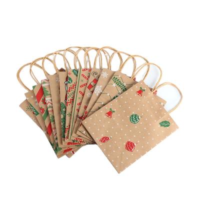 China HOT Sale 2021 Recycled Materials New Design Recycle Brown Kraft Paper Christmas Gift Bag For Shopping for sale