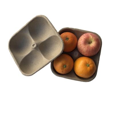 China Recycled Materials Customized Recyclable Biodegradable Pulp Molded Food Packaging Container Fresh Fruit Tray Molded Pulp for sale