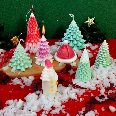 China Viable Christmas 3D Candle Molds Creative Silicone Mold DIY Santa Claus Christmas Tree Aromatherapy Candle Plaster Decoration Mold for sale