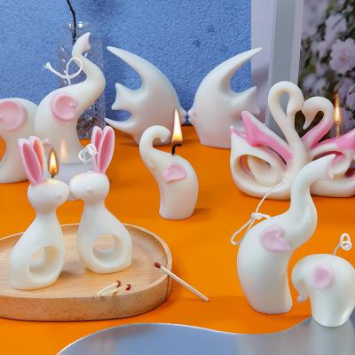 China Sustainable Animal Handmade Silicone Soap DIY Baking Chocolate Mold Swan and Elephant Candle Mold Decorative Scented Plaster Decoration for sale