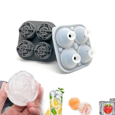 China Viable Silicone Rose Ice Cube Tray for Cocktail Sphere Ice Tray Mold Whiskey Silicone Ball Maker Ice Cube Tray for sale