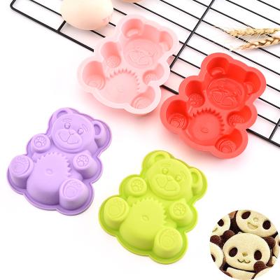 China Viable Silicone Bear Cake Mold Muffin Cup Silicone Chocolate Mold Cartoon Bear Soap Mold for sale