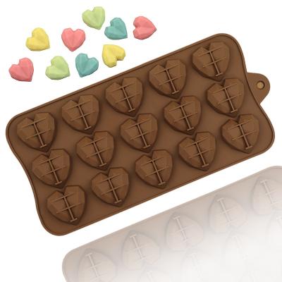 China 10/15/56 Cavity Chocolate Bar Silicone Mold Viable Love Shaped Cake Mold DIY Handmade Soap Mold Baking Tools for sale