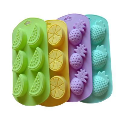 China Viable BPA Free Fruit Shape Silicone Molds Ice Tray Strawberry, Pineapple, Lemon, Watermelon Cake Chocolate Molds for sale