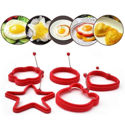 China Various Viable 5 Shape Non Stick Egg Pancake Mold, Silicone Round Egg Ring Molds for Frying Eggs Kitchen Accessories for sale