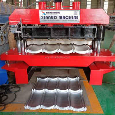 China Hotels Roof Panel Roll Forming Equipment Cold Hydraulic Wall Glazed Tile Machine Production Line for sale