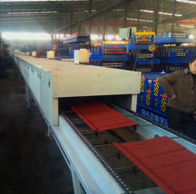 China Building Material Stores Stone Coated Stone Metal Roof Coated Pressing Panel Production Line Forming Machine Line for sale