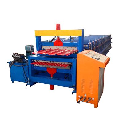 中国 Building Material Stores Sheet Use Double Layer Glazed Tile And Trapezoidal Profile Sheet Roll Forming Machine 販売のため