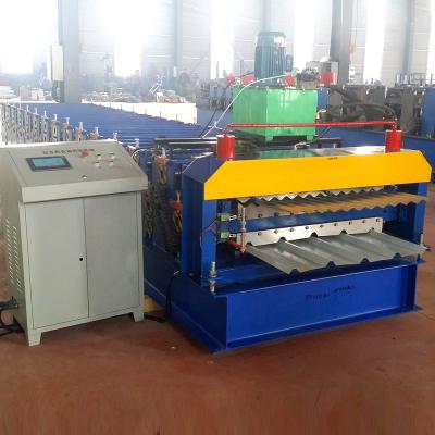 China Garment shops RFT double layer roll forming machine/rollformers, metal roofing, corrugated steel sheet, wall panel, glazed tiles Te koop