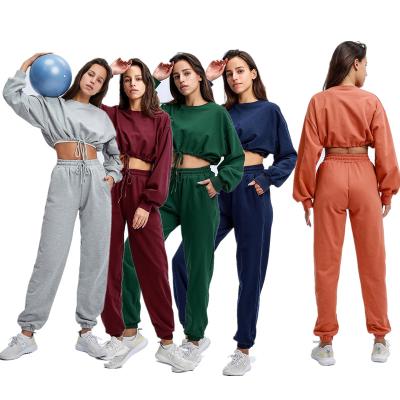 China New arrival breathable women yoga sets sports pants sets long sleeve hoodies+loose pants gym fitness tracksuit for sale