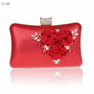 China Luxury Handmade Floral Chain Wedding Party Evening Clutch Bags Metal Lady Bags Lady Clutch Bags Bridal Purse Floral Chain Purse for sale