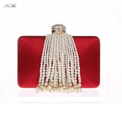 China Luxury Luxury Pearl Tassel Clutch Bags Women Grab Bag Purse Wedding Party Handbags Elegant Rhinestone Evening Clutch Bags for sale