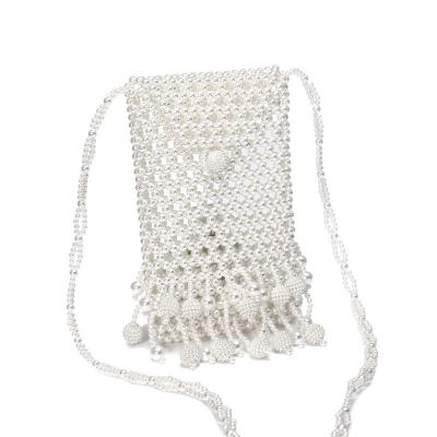 China Handmade clutch with beaded tassels at the bottom glamorous cross - body bag with handmade beads for sale