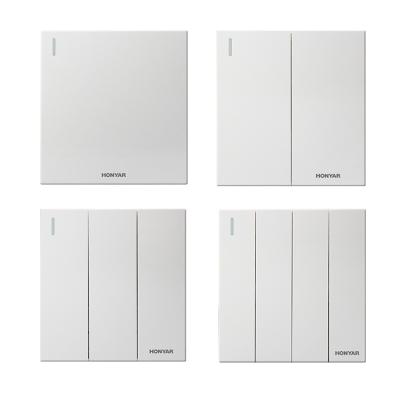 China Honyar Q5 Square Panel Flat Frameless Panel 1/2/3/4 Strip Home Wall Recessed Mounted Lamp Switch White for sale