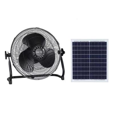 China Iron+plastic LIGHTSINCERE DC Fan 12inch Solar Rechargeable Solar Panel Fans Portable DC Cooling System Power Dome Greenhouse Fan Camping for sale