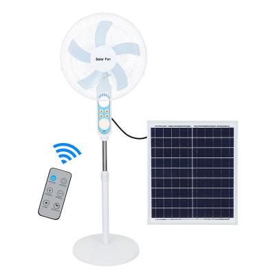 China Iron+plastic LIGHTSINCERE 16 Inch Solar Rechargeable Stand Fan Remote Control Solar Fan With Battery Light for sale