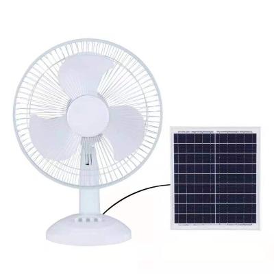 China 12 Inch Iron+plastic LIGHTSINCERE Battery Operated Solar Rechargeable Electric Fan Solar Fan for sale