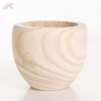 China Modern Indoor Garden Wooden Flower Pot Hand-Polished Craft Wooden Flower Pot for sale