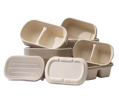 China Disposable Eco-friendly Biodegradable Biodegradable catering takeaway packaging boxes for fast food custom logo round square disposable sugarcane pulp for sale