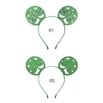 China Modern St Patrick's Day Headband 2019 Minnie Mouse Ears Hollow Clover Hair Band For Girls Gift DIY Hair Accessories Women Bow for sale