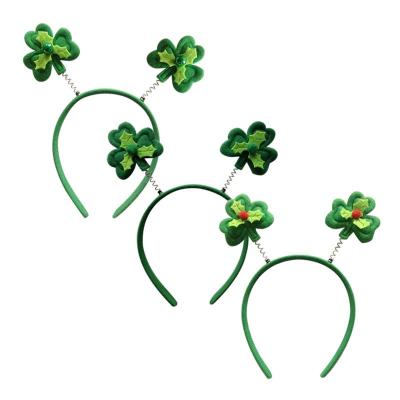 China Irish Holiday Decorations Clover Headband Festival Hair Circles Party Decoration Creative Clover Headdress For Gift St Patrick Day Party for sale