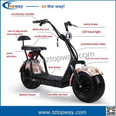 China 18x9.5 inch fat tyre with Brushless dc motor 1000w electric citycoco scooter for sale