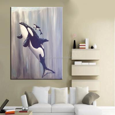 China Handmade Unique Abstract Animals Killer Whale Oil Painting On Canvas for sale