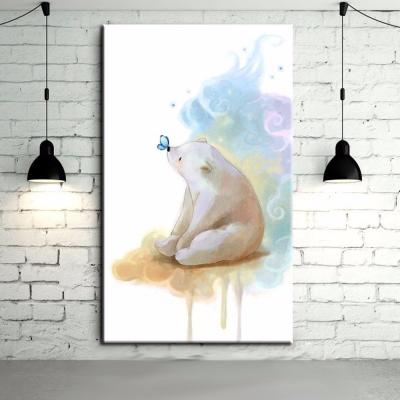 China Wholesale Price Handmade Abstract Cartoon Polar Bear Oil Painting For Living Room for sale