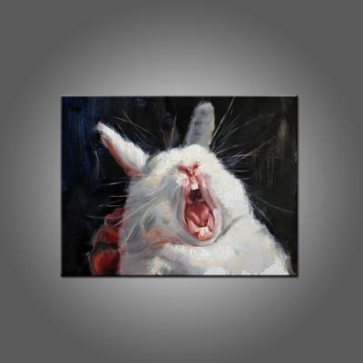 China Abstract Handmade Funny Animal Crazy Rabbit Oil Painting Wholesale Price for sale