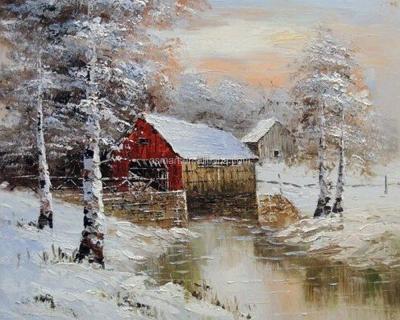 China Manufacturer Low Price Professional Abstract Snow Landscape Oil Painting Artwork For Hotel Decoration for sale