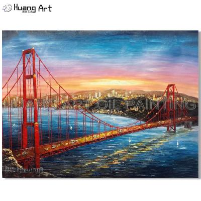 China Hot Sale Modern New York City High Quality Hand Painted Oil Painting On Canvas Modern Cityscape Knife Oil Painting For Wall Decor for sale