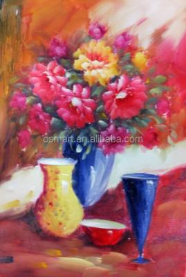 China Impressionist Flowers in Vase Modern Painting Handmade Paintings Modern Art Wine Bottle Oil Paintings for Wall Decoration for sale