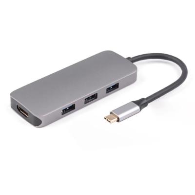 China New Products Aluminum alloy 7 in 1 Type C 3.1 USB C hub to HDMI+3*USB 3.0+Type C charging+SD/TF card reader for sale