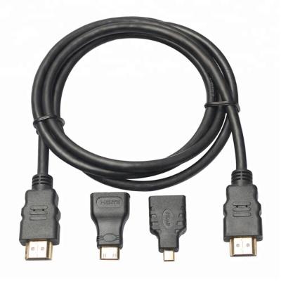 China Computer 1.5M 3 in 1 HDMI Cable Adapter Kits to Mini Micro HDMI Cable Set for sale