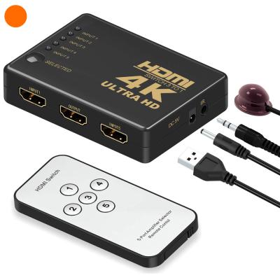 China 5 Port Hub IR Remote HDTV 1080p NEW 4K 3D HDMI Changer Switch Selector HDMI Splitter 15*21*3cm for sale