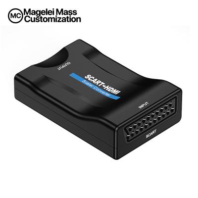 China Cheaper Price 1080P SCART to HDMI Converter Adapter Upscale Plug and Play Video Audio with USB Cable for HDTV and DVD 88.5*57.5*25 for sale