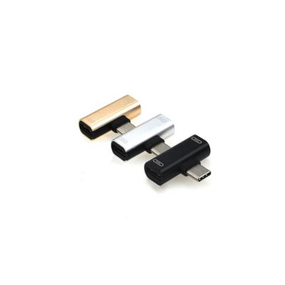 China Mobile Phone Type-c Earphone Adapter Charging 2 Song Into 1 3.5mm Audio Converter for sale