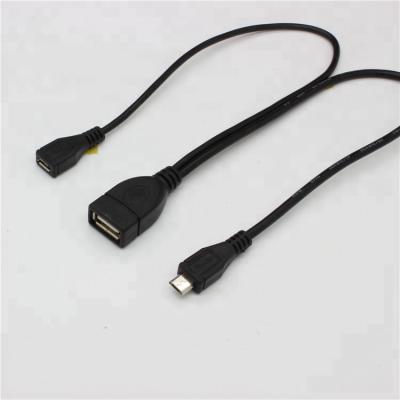 China Tablet 30CM USB Type A Female To Micro USB Host OTG Cable With Micro USB Power Supply for sale