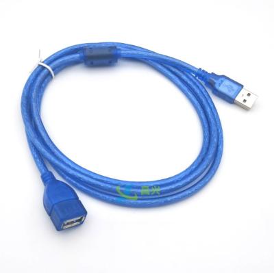 China High Quality Blue Transparent 1.5m COMPUTER USB 2.0 Type A Male To USB F/M Female Extension Cable for sale