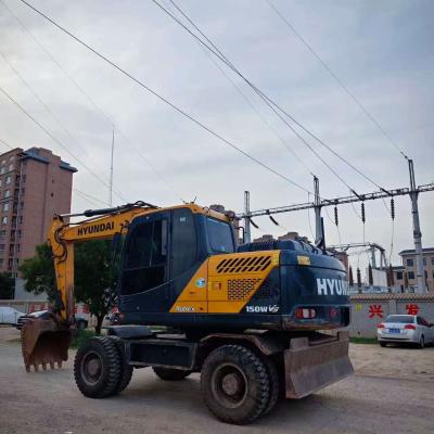 China Hyundai 150W-9 Used Excavators  15tons Large Hydraulic Wheel Excavator Digger  for sale