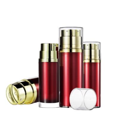 China Double Tube Lotion Pump Bottle Container Eco Friendly Airless Cosmetics Packagi High Quality Custom Gold Cosmetic Acrylic Airless Pump for sale