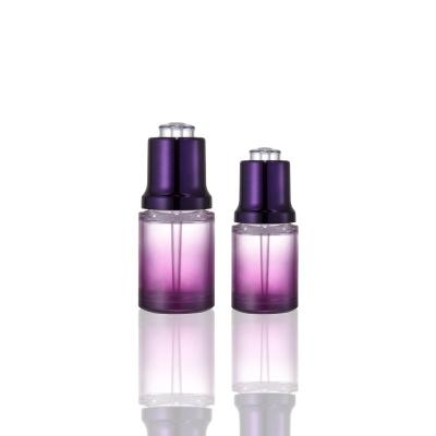 China Personal Care Products Wholesale Customized Cylinder 30ml Skin Care Bottle Purple Colorful Empty Pet Plastic Dropper Bottle for sale