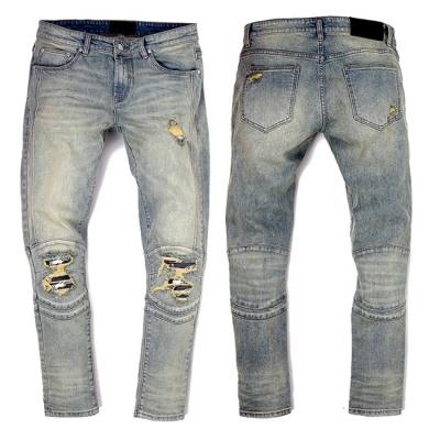 China 2021 fashion custom casual jeans role vintage style waterproof light blue ripped jeans men for sale