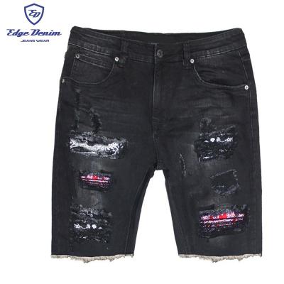 China OEM/ODM Viable Bandanna Designer Distressed Fashion Color Men's Summer Lattice Denim Shorts for sale